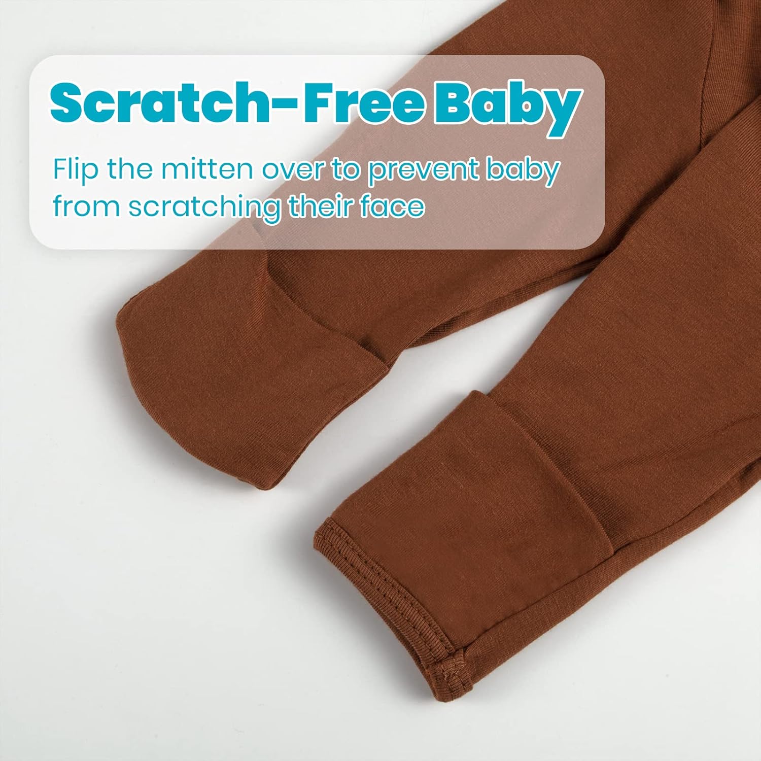 Newborn Baby Knotted Gown, Super Soft Silky Infant Sleeper, Baby Girl Sleep Gown with Mittens, Bow, and Hat Set?Newborn? Saddle Brown[Saddle Brown,Newborn] - Image 4