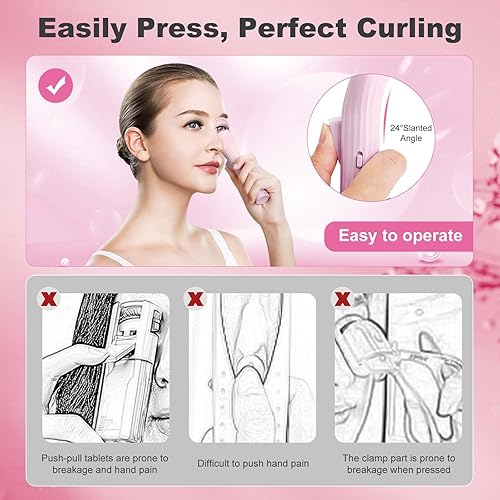 Miniatura 8 de Rizador de pestañas calentado, rizador de pestañas eléctrico con innovadora almohadilla de silicona térmica para pestañas levantadas 24 horas,