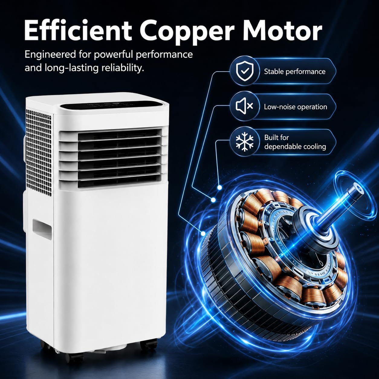 Przenośny klimatyzator 14000 BTU 3 w 1 wentylator chłodzący, nie wymaga instalacji, sprężarka szybkiego chłodzenia AC z wężem do sypialni, domu, biura