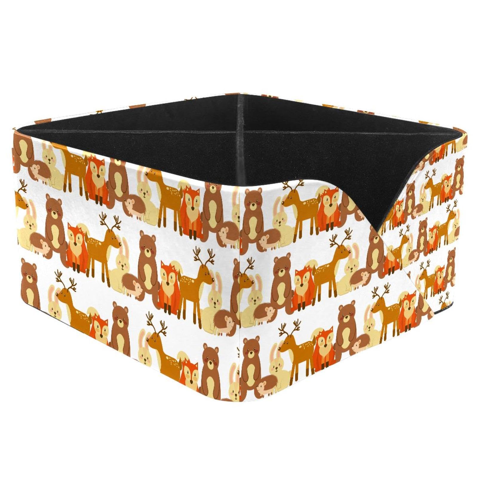 KengjuTesu Animals Fox Bear Hedgehog Forest Wildlife Natural Pattern Desktop Organizer Pen Holder, Rectangular Pencil Cup for Office, Study and Makeup Stations