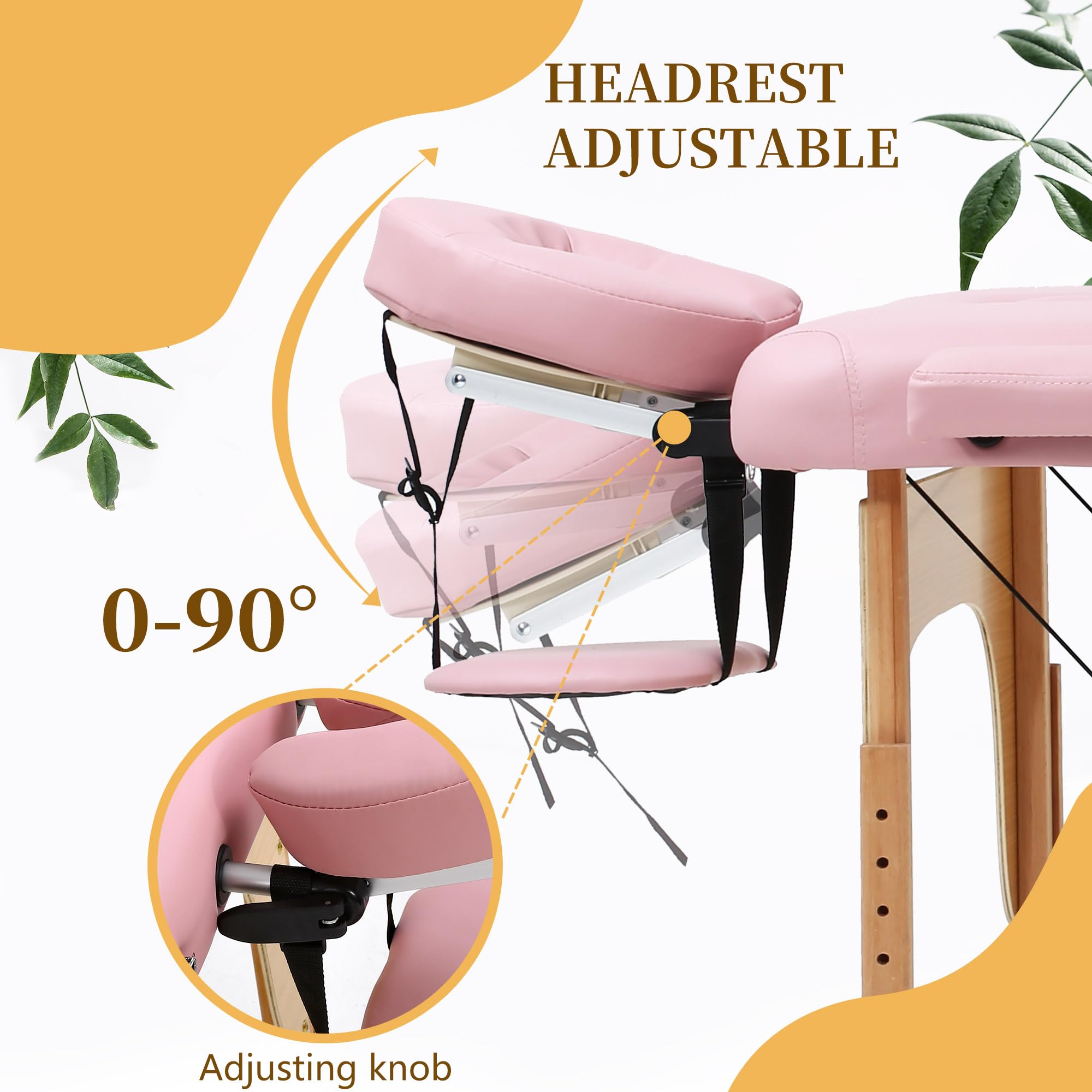 PayLessHere Lettino da massaggio portatile da 71,1 cm di larghezza, letto pieghevole in altezza regolabile, in pelle PU, per spa, asciugamano da bagno, sacchetto per olio, borsa in tessuto non tessuto