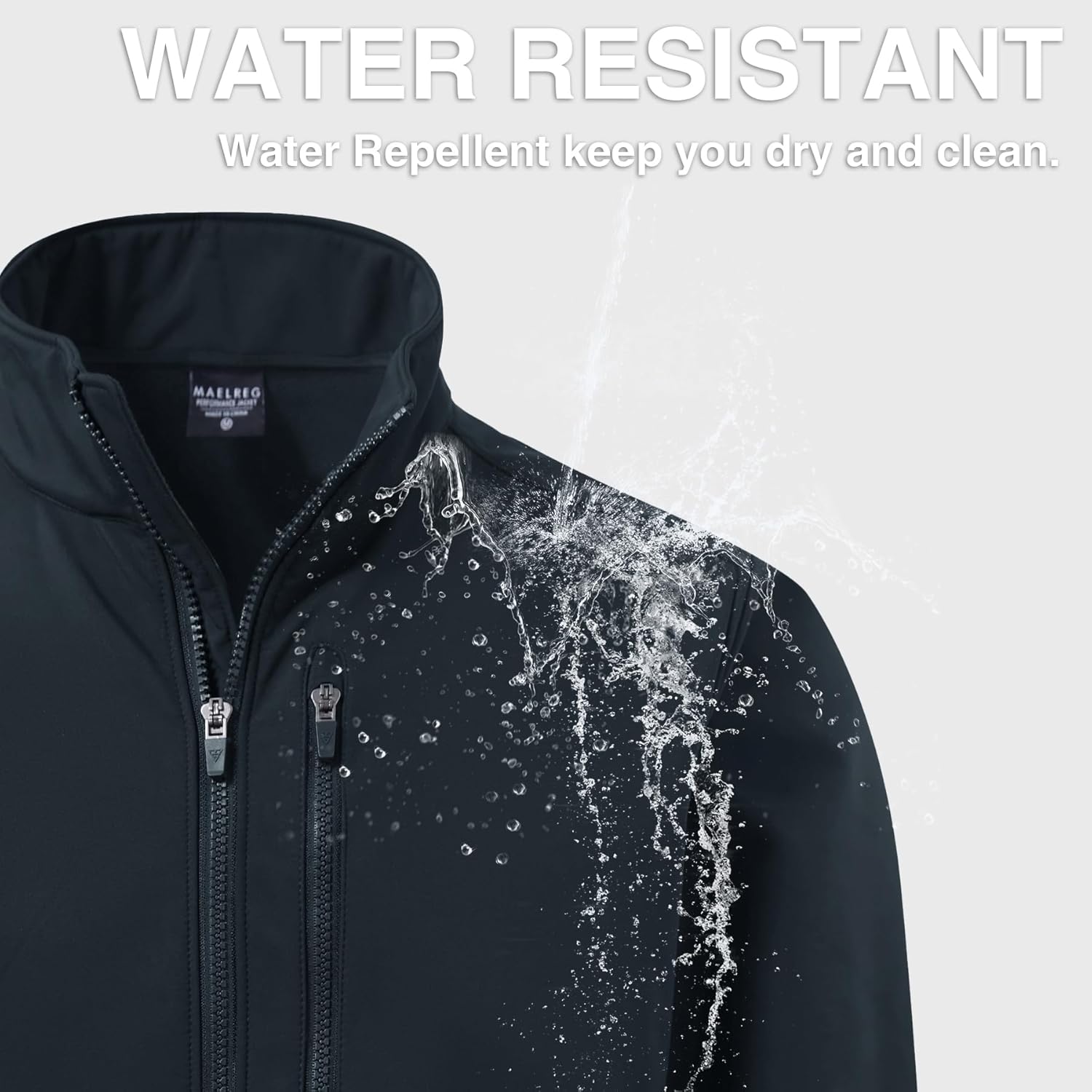 M MAELREG Men's Lightweight Softshell Jacket Fleece Lined Water Resistant Golf Windbreaker Winter Outdoor Hiking Warm Jacket - Image 6