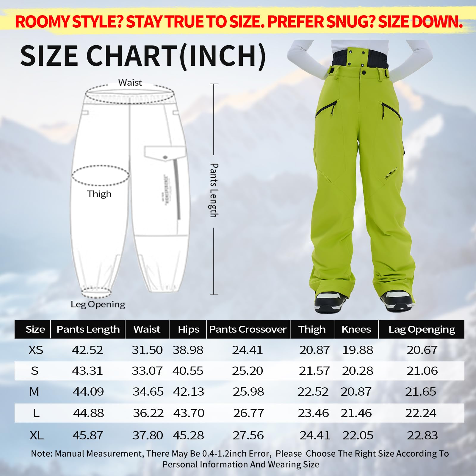 Ski Pants Snow Snowboard Pants Waterproof Insulated Baggy Windproof Hiking Winter Warm for Men Women