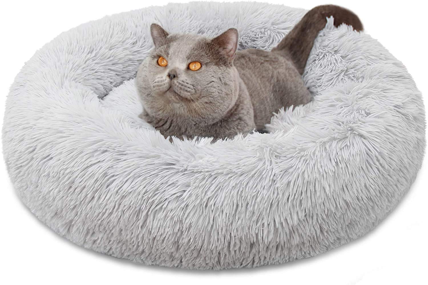 Jubilant Fluffy Pet Bed, SelfWarming Faux Fur Round Donut Cuddler Bed