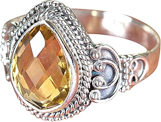 Citrine Ring, Sterling Silver Ring, Pear Stone Ring, November Birthstone Ring, Crystal Jewelry, Yellow Stone Ring, Healing Ring, Personalized Ring, Engagement Ring, Wedding Gift