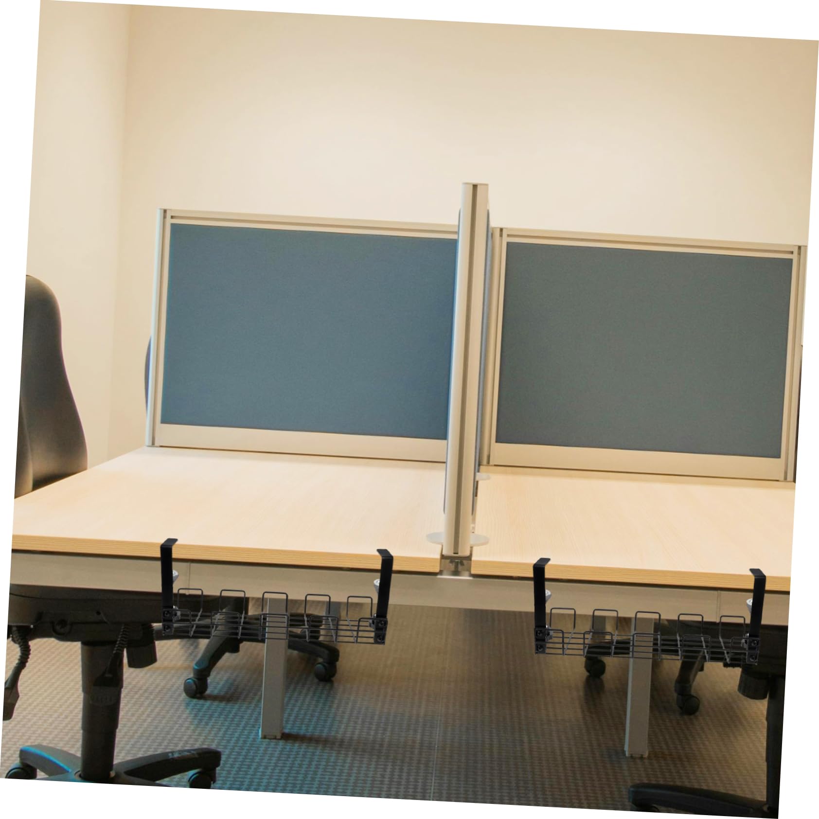 Support de Rangement pour Câbles en Acier au Carbone Noir sous Bureau