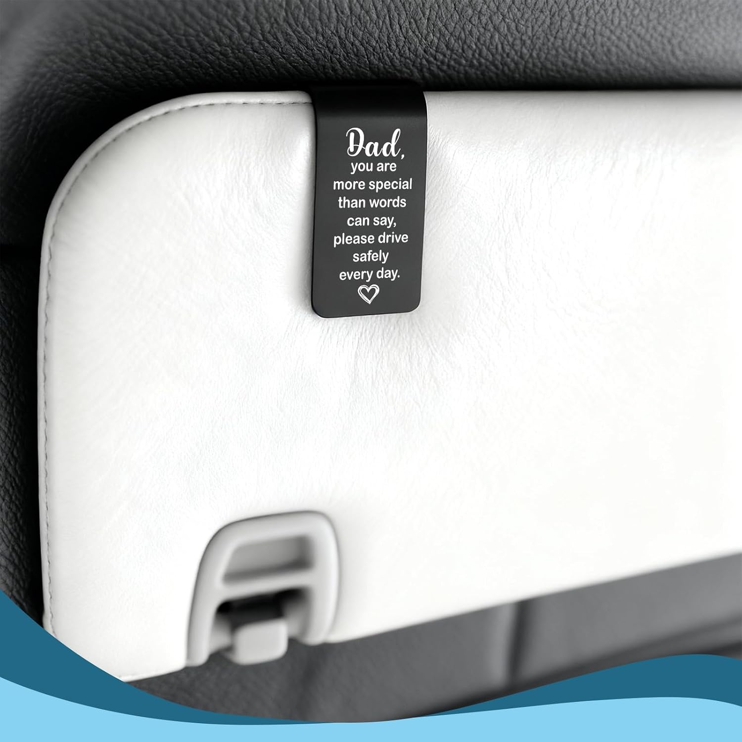 Drive Safe Dad Car Visor Clip Stainless Steel, You Are More Special Than Words Can Say Engraved Reminder, Safe Driving Gift for Dad from Daughter Son, Receipt Holder & Visor Organizer EDG46