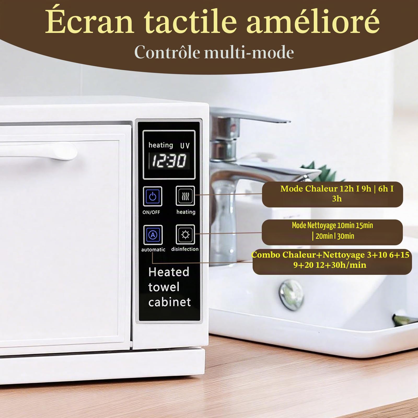 Sèche-Serviettes 4 en 1 de 5.5l, sèche-Serviettes électrique, stérilisateur UV, Chauffe-Serviettes pour Soins du Visage, Soins des Cheveux, Massage, équipement de Salon et Maison