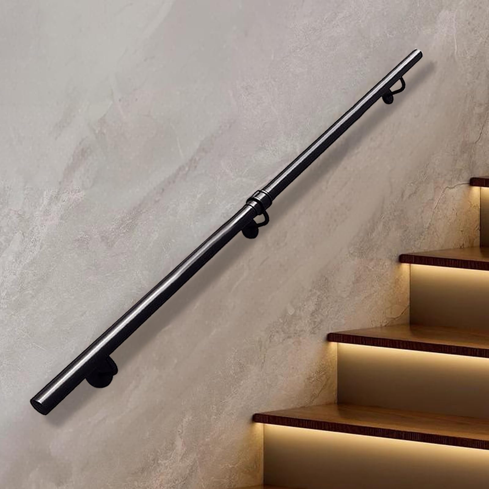 FKXSXAZ Black Stairs Handrail for Indoor Outdoor Wall Mount Support Balustrade Non Slip Grab Bar, 1m 1.5m 2m 2.5m 3m Staircase Railing Wrought Iron Safety Hand Rails(9ft/270cm)
