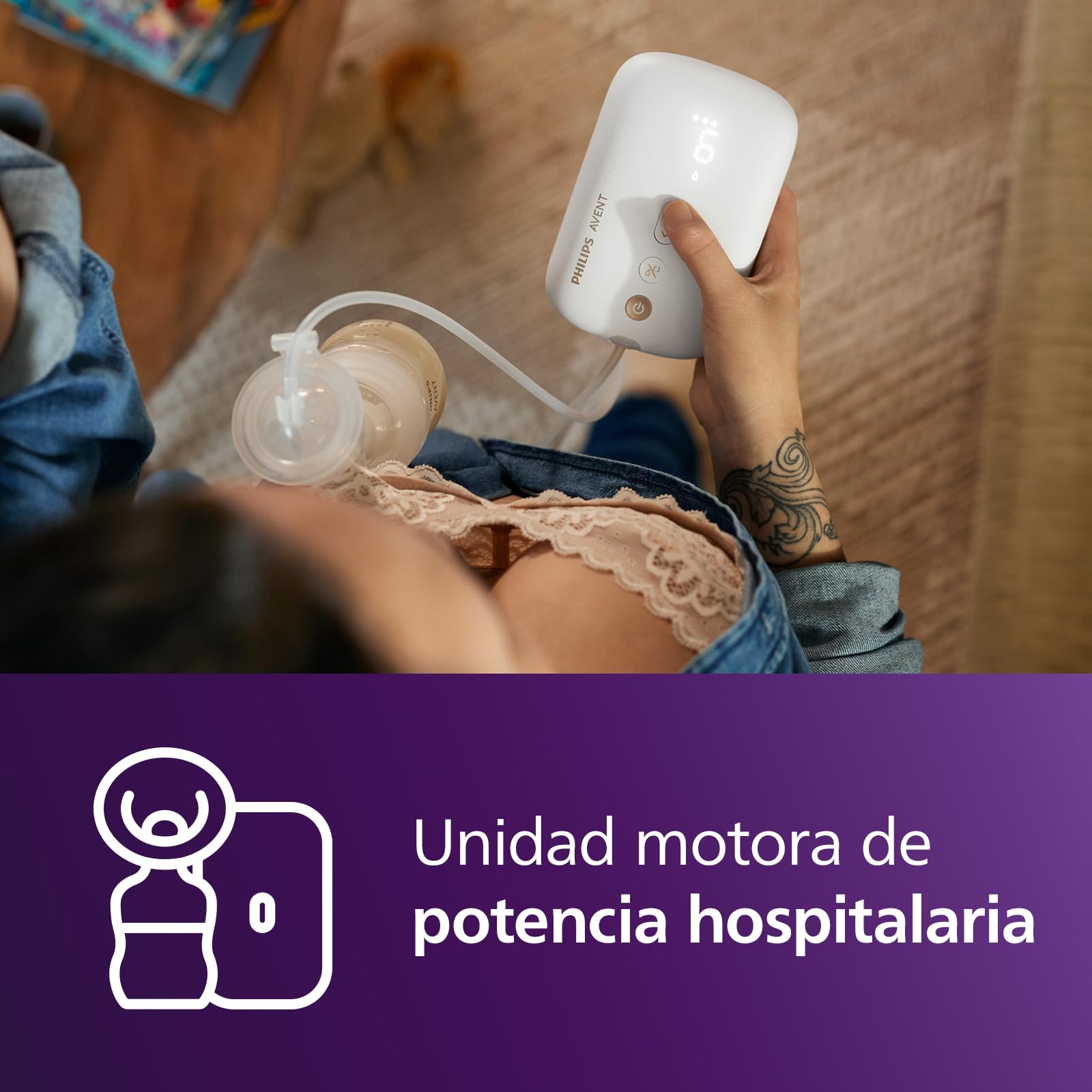 Philips Avent extractor de leche eléctrico sencillo, potencia hospitalaria, motor recargable y silencioso para una experiencia discreta en cualquier lugar, bolsa de viaje, modelo SCF396/31
