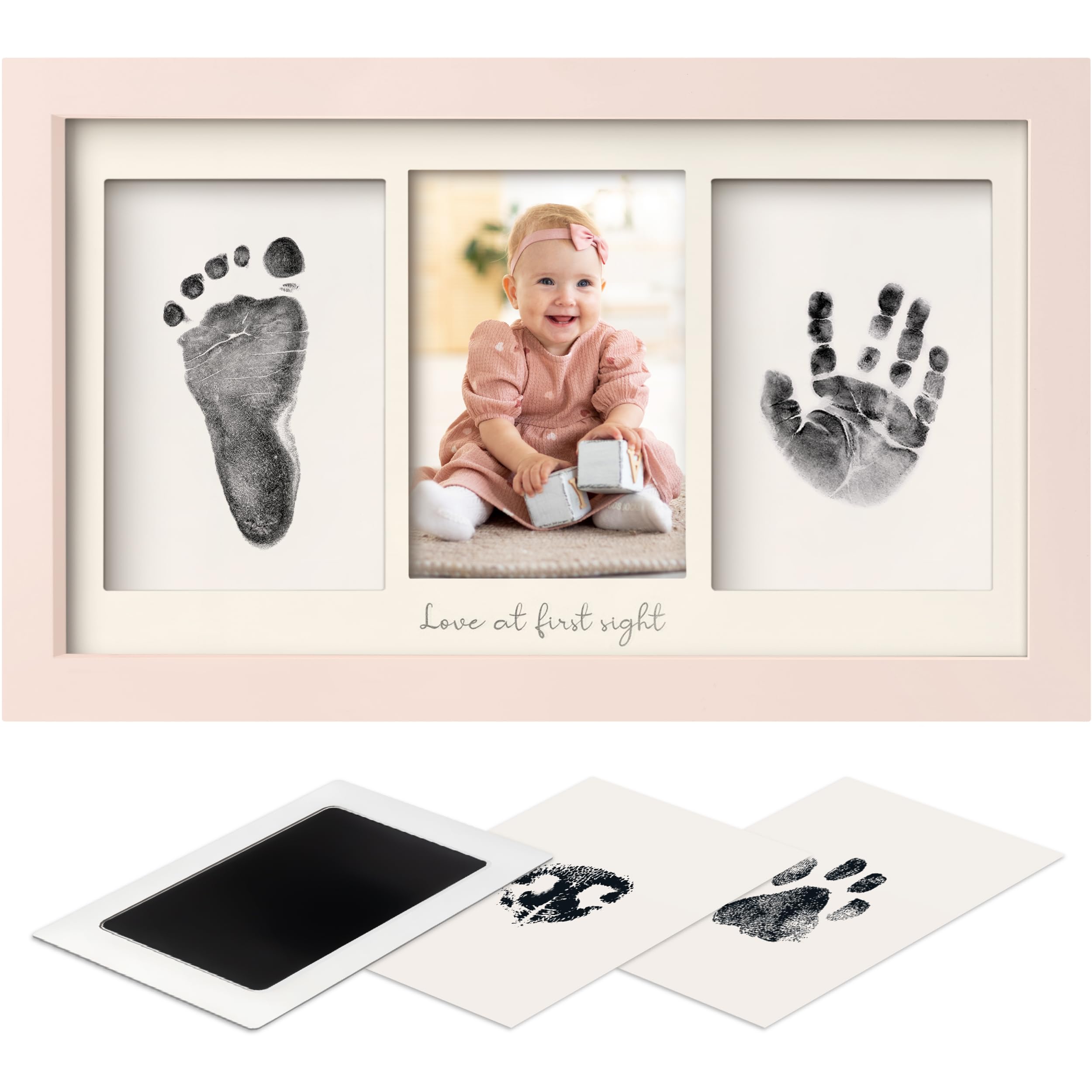 KeaBabies Baby Handprint and Footprint Set - Clean Touch Ink Pad Baby Hand and Foot for Newborns, Handprint Baby Picture Frame Colour, Footprint Baby, Baby Shower Baby Imprint Set (Petal Pink)