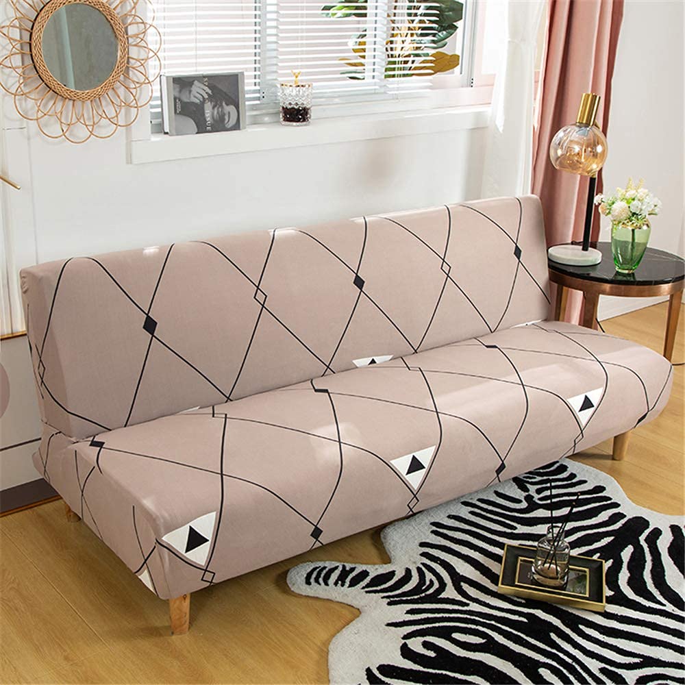 Beacon Pet Stretch Sofa Slipcover Armless Futon Cover Printed Fitted Furniture Protector Elastic Polyester Spandex Washable Armless Sofa Cover Folding
