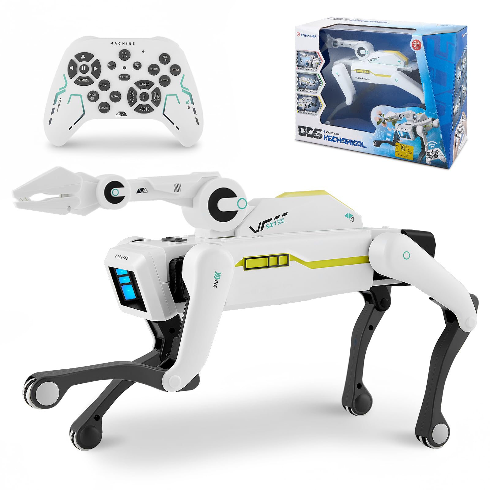 cane robot intelligente telecomando per bambini,pinza a maniche lunghe robot interattivo può programmare, ballare, riprodurre musica e interagire,giocattolo robot per bambini 3+ anni