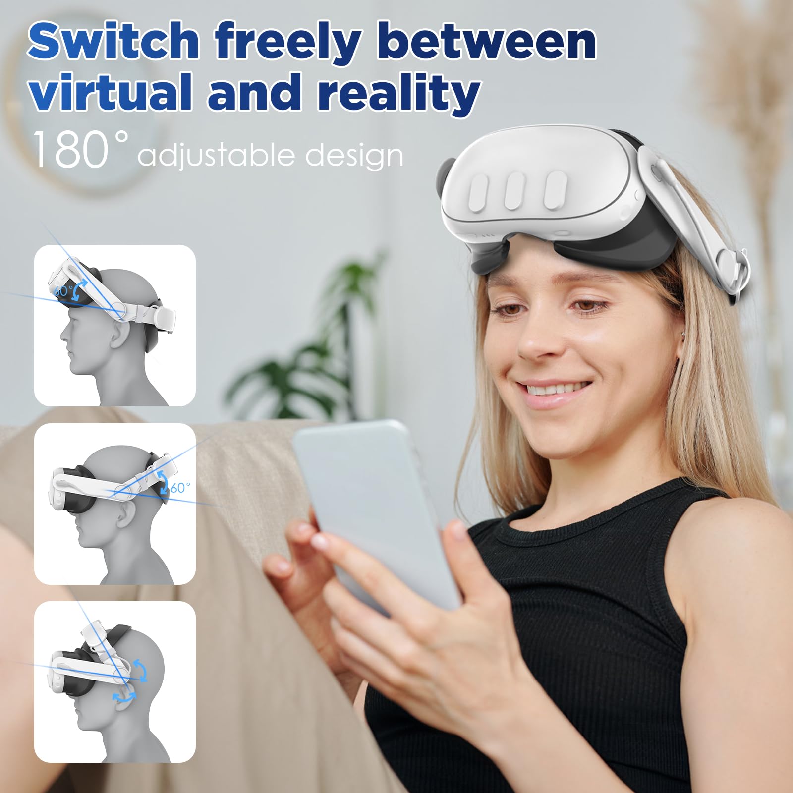 DAYREE Batería Correa para la Cabeza Compatible con Quest 3 Accesorios, Gafas Realidad Virtual, La Vatería de 8000 mAh Garantiza 6 horas Más de Reproducción, Diadema Ajustable para Mayor Comodidad — view 5