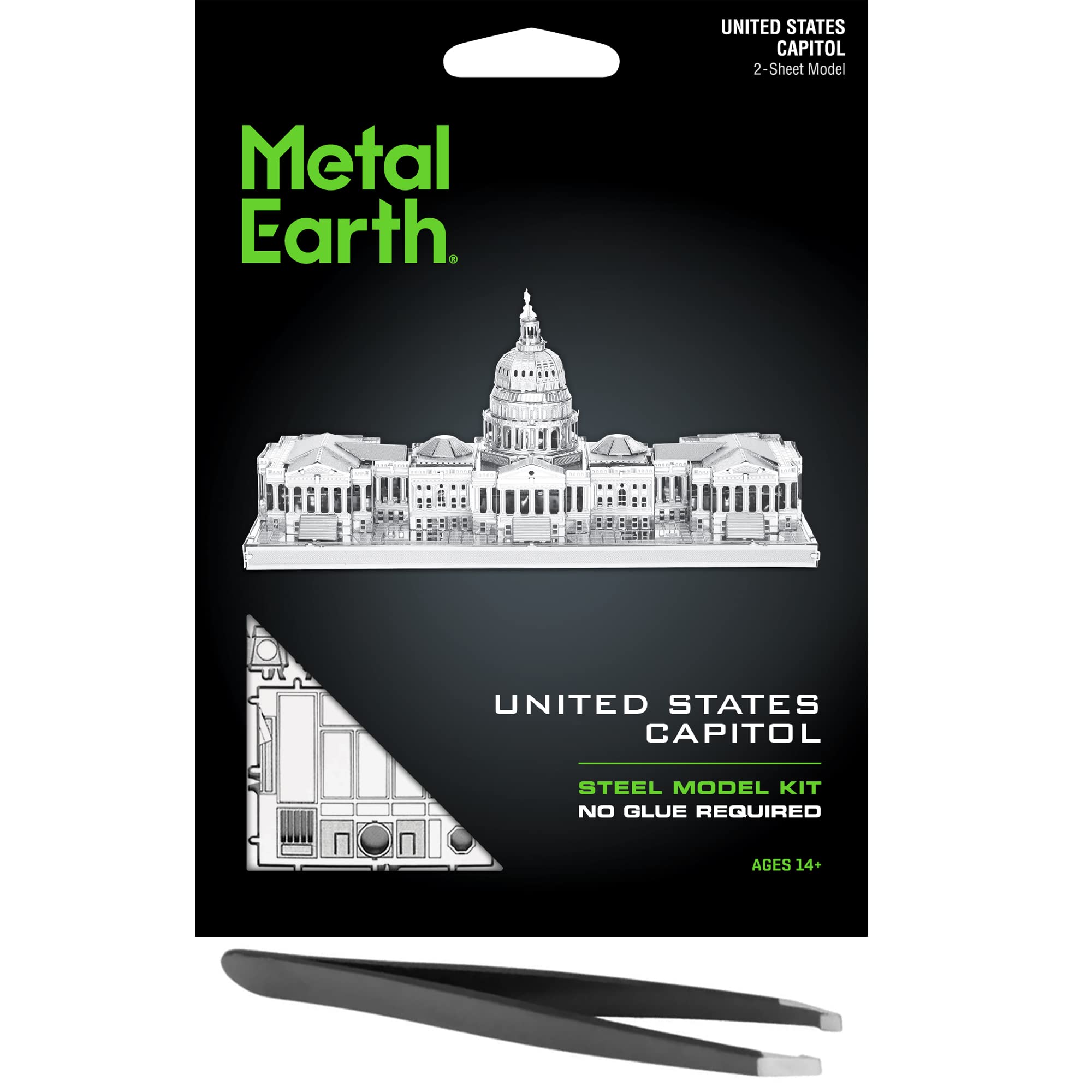 Metal EarthUS Capitol 3D Metal Model Kit Bundle with Tweezers Fascinations
