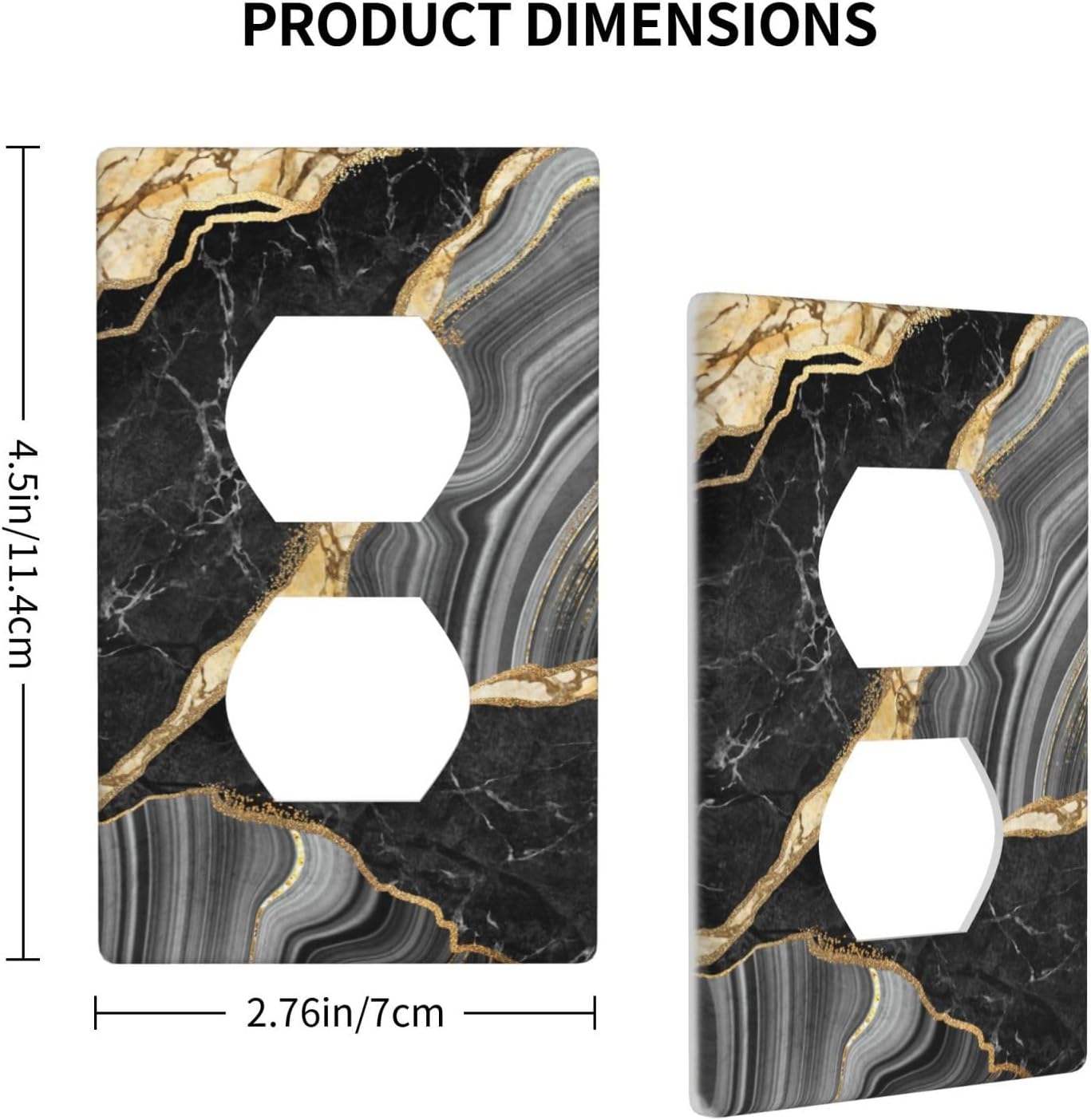 Black And Gold Marble 1 Gang Duplex Receptacle Switch Wall Plate Decorative Electrical Faceplate Light Switches For Kitchen Bathroom Bedroom Decor