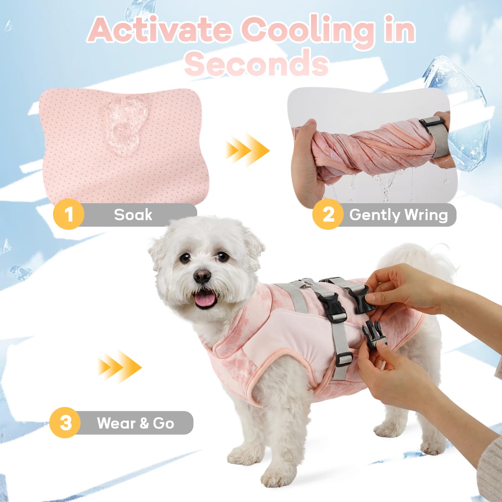 Cappotto Rinfrescante Cane Estivo | Gilet Traspirante con Anello D Integrato | Regolabile | Leggero e Anti Scivolo | Ideale per Passeggiate e Viaggi (Rosa Brezza M)