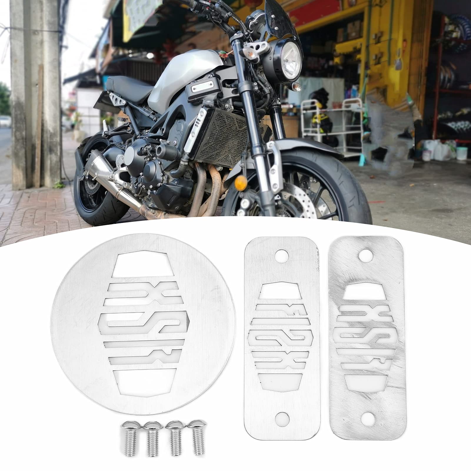 Akozon Kupplungsdeckel Top, 3PCS Motorrad Kupplungsdeckel Top Edelstahl Pulverbeschichtet Ersatz für XSR900 XSR 900 2016-2021(Silber)