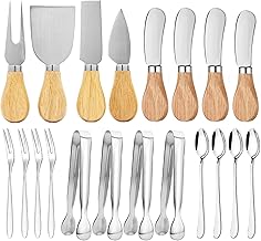 Linwnil 20 Pieces Spreader Knife Set Cheese Butter Spreader Knife Cheese Slicer Knife Mini Serving Tongs Spoons and Forks for Birthday Wedding Christmas