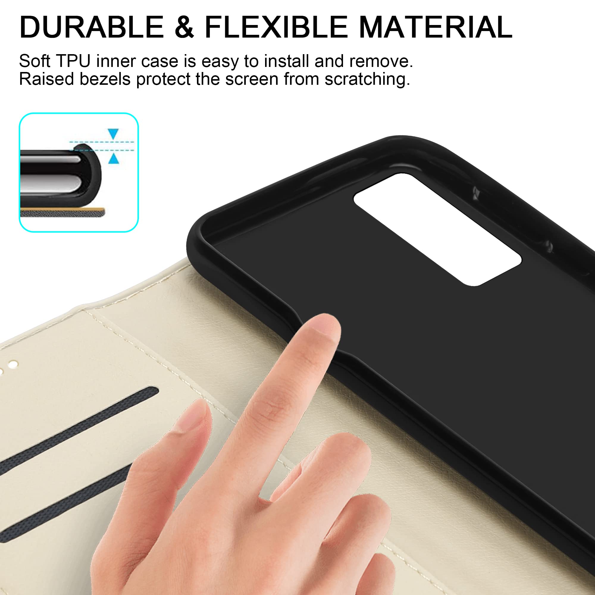 Custodia A Libro In Pelle Per TCL 30 / TCL 30+ Plus - Portafoglio Con Slot Per Carte, Chiusura Magnetica E Supporto, Colore Rosa - 2