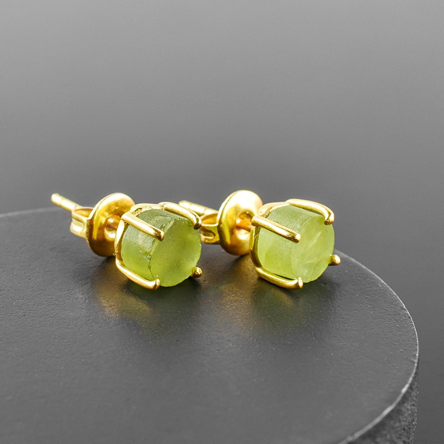 InfinityGemsArt Raw Gemstone Gold Earrings For Women, Natural Gemstone Dainty Stud For Girls, Birthstone, Chakra Healing Crystals Jewelry, 14K Gold Plated Flat Back Earrings, Gifts For Her