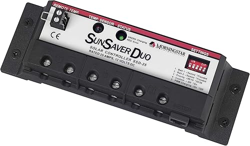 Miniatura 2 de Morningstar SunSaver Duo 25A PWM Controlador de carga solar (SSD-25RM) - Regulador de panel solar para dos baterías de 12 V, ajustes de carga