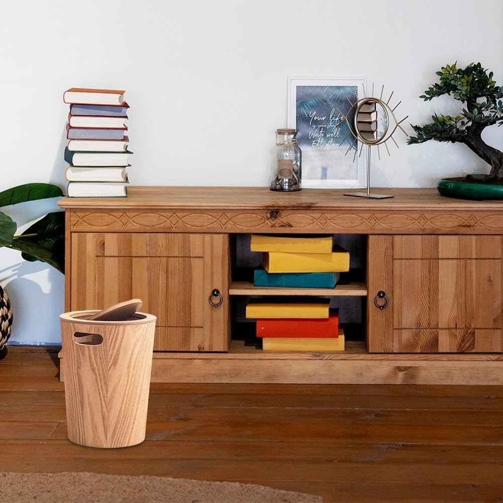 Pattumiera Cucina in Legno con Coperchio Basculante Pattumiera in Legno Cestino Decorativo per Rifiuti Cestino Cucina per Hotel Bagno Ufficio