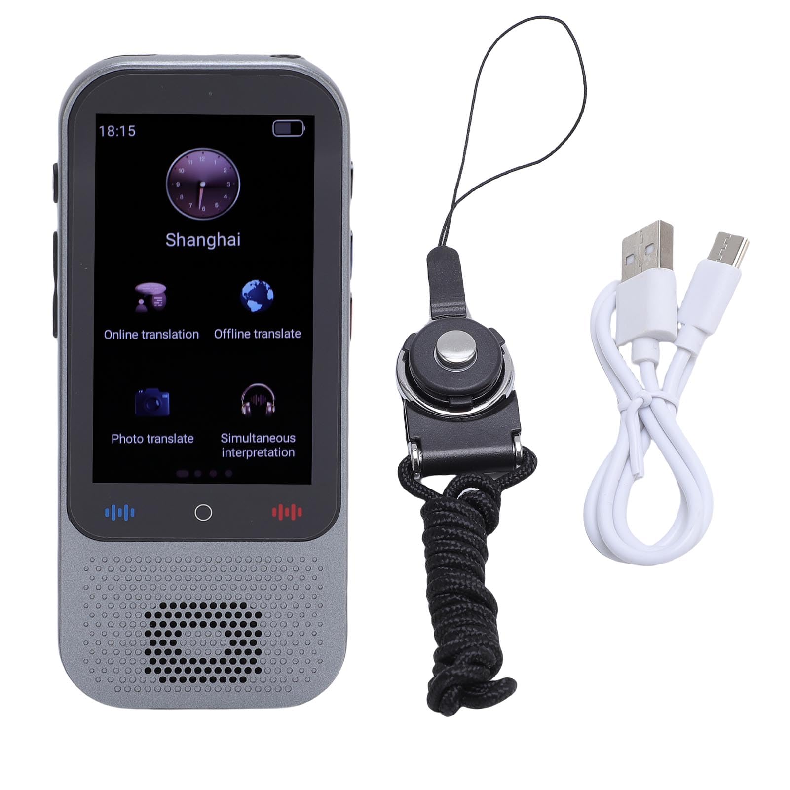 KI-Sprachübersetzer, 138 Sprachen, 3,0-Zoll-Touchscreen mit Mikrofon mit Geräuschunterdrückung und MP3-Wiedergabe, Ideal für Reisen
