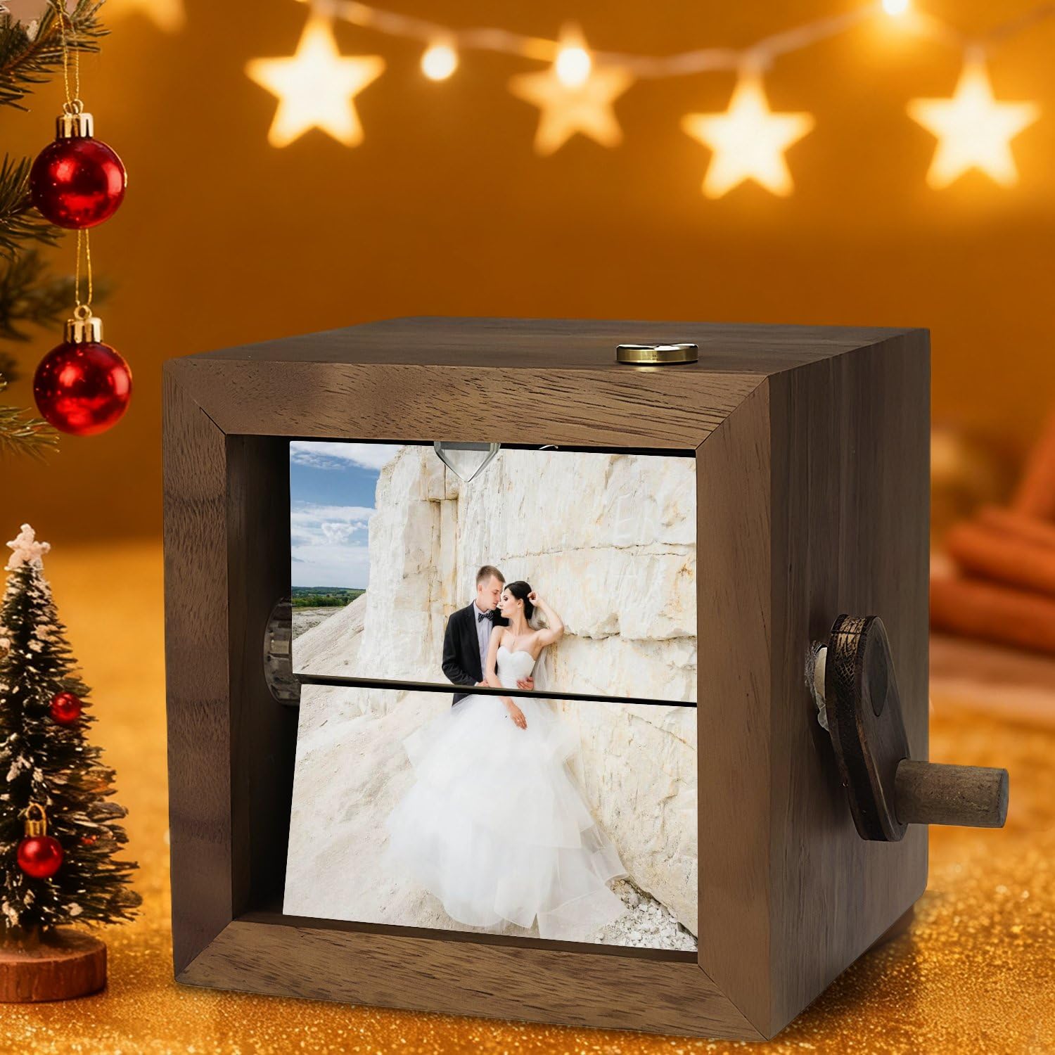 Caja de recuerdos cinematográfica creativa personalizada con luz, caja de memoria personalizada con manivela personalizada, caja de amor de aniversario personalizada hecha a mano