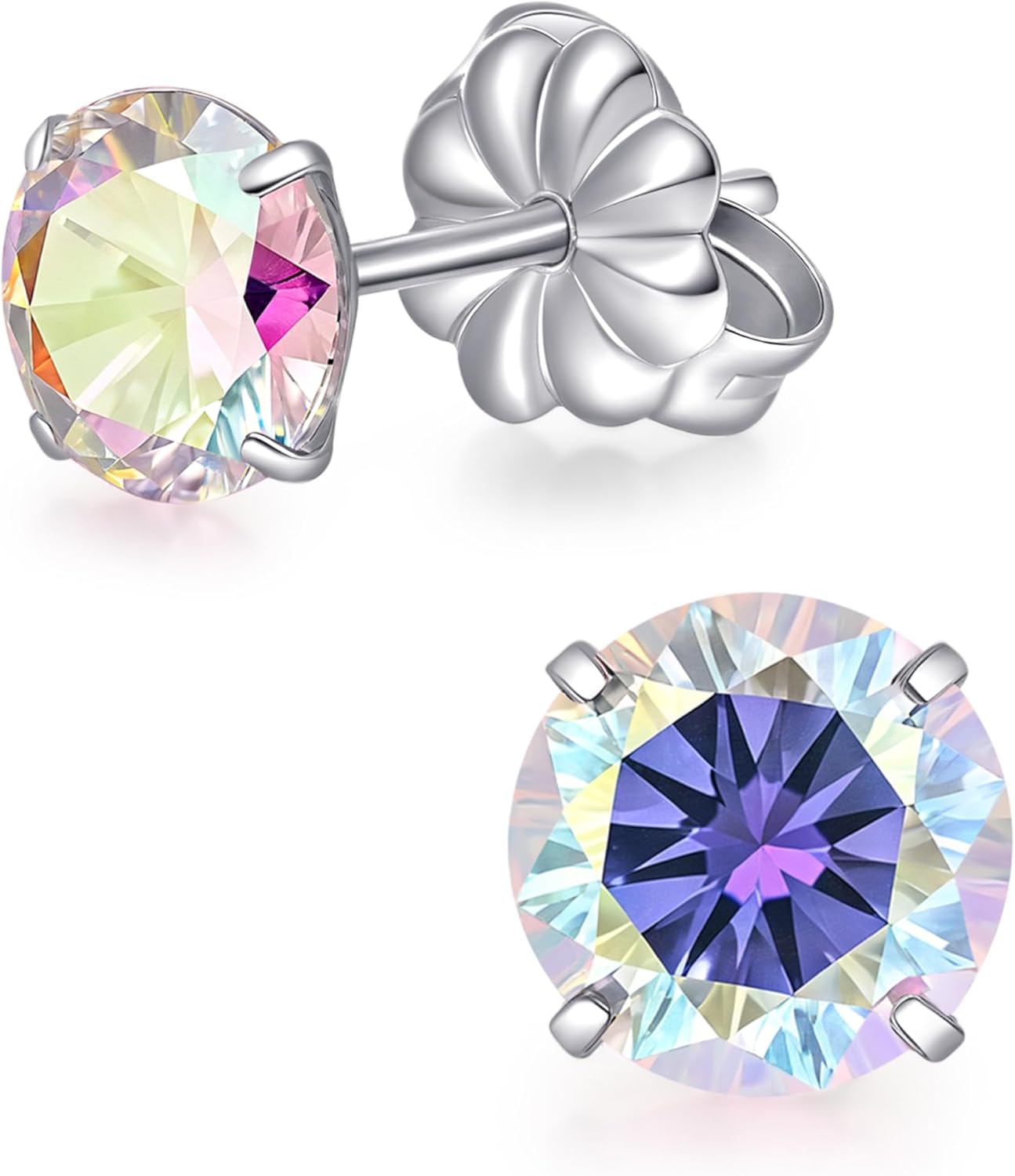 TitanHeart Implant Grade Titanium Stud Earrings F136 Hypoallergenic Titanium Stud Earrings with 6mm CZ Simulated Diamonds for Women Men Sensitive Ear