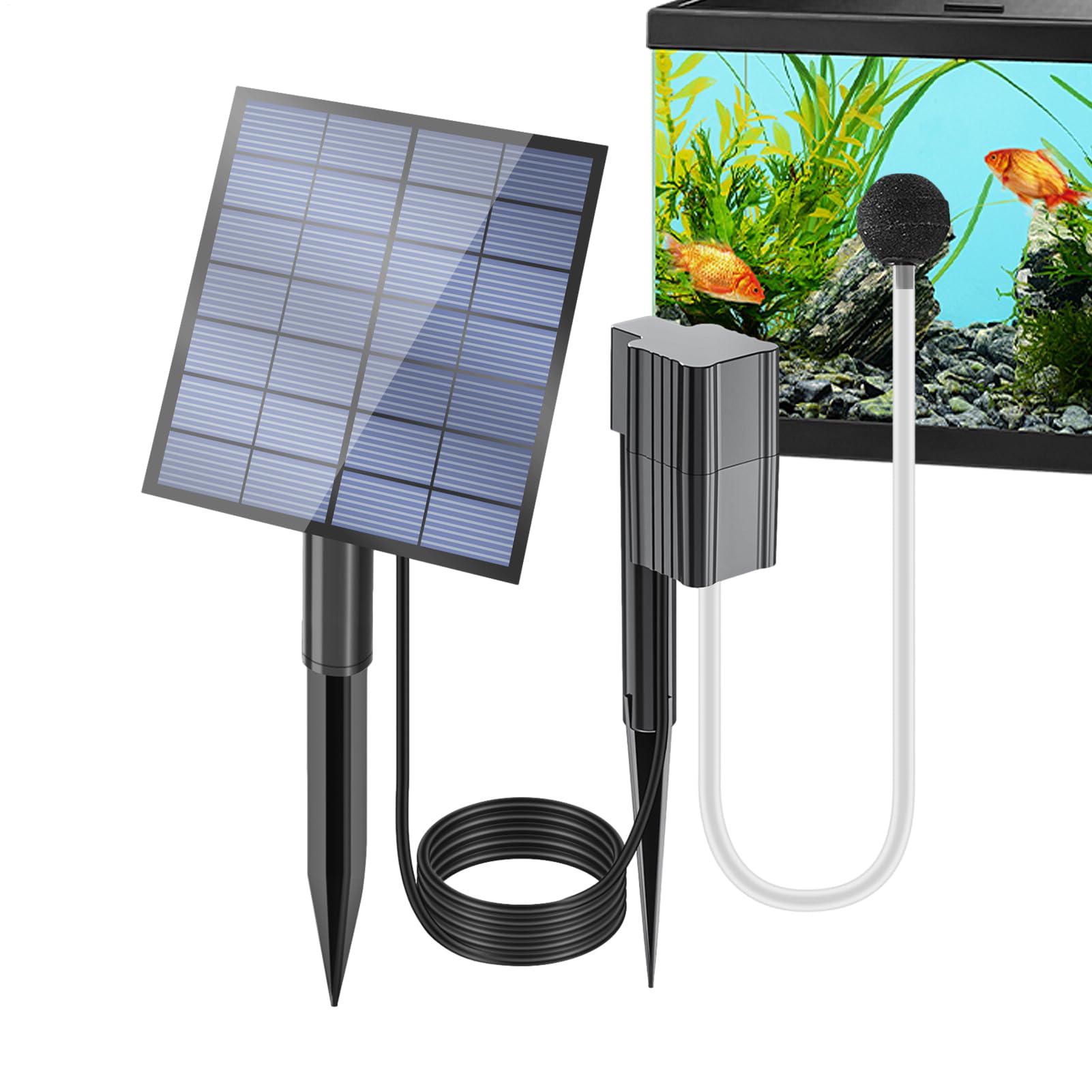 Aeratore per laghetto – Pompa ad aria solare, ossigenatore silenzioso per laghetto, gorgogliatore per acquario, aeratore per acquario, per acquari da giardino,