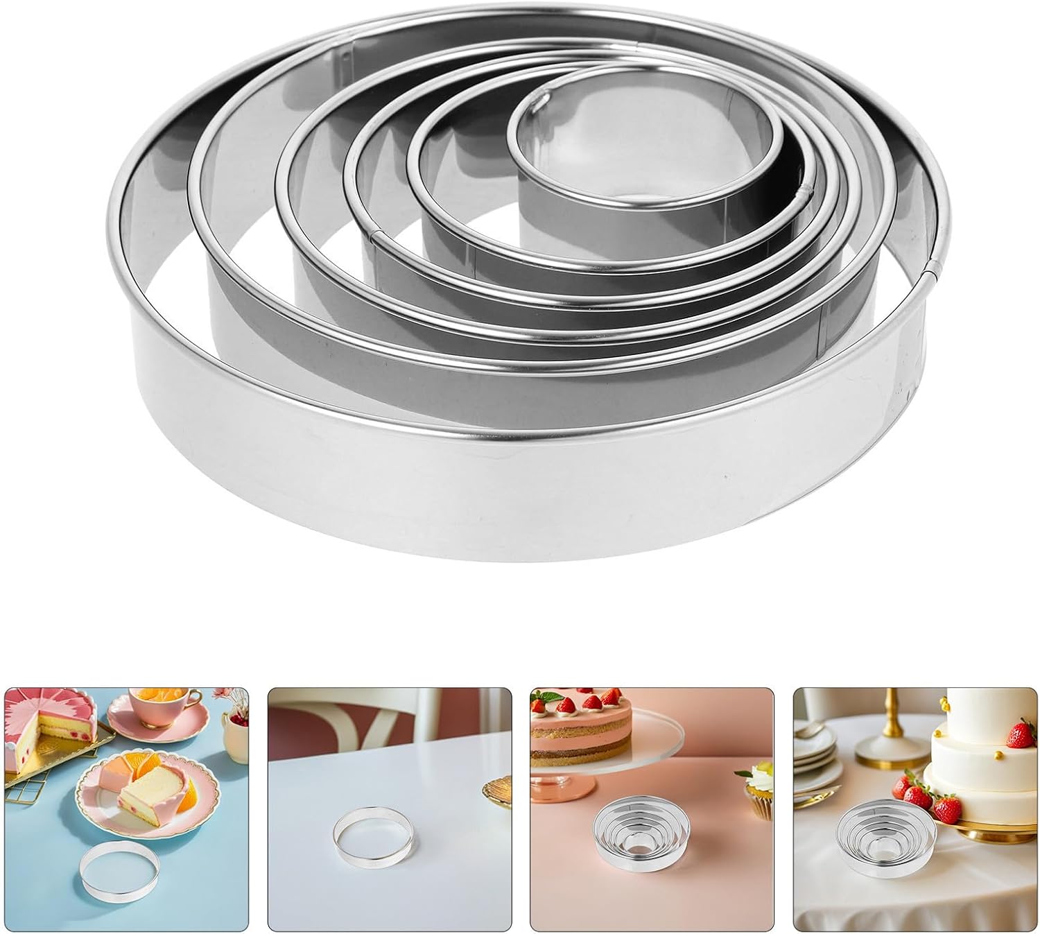 Stainless Steel Mousse Cake 12pcs Ring Mold Set