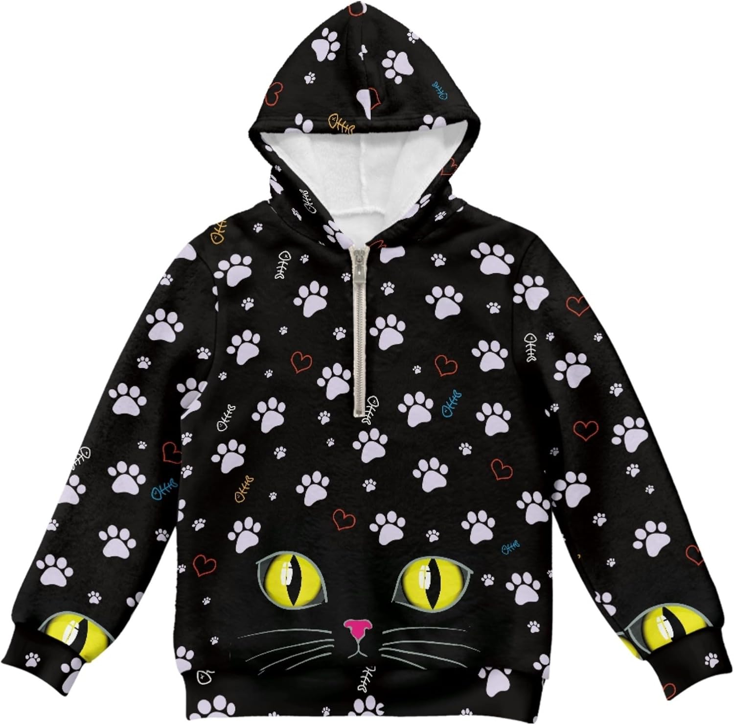 Hawapod Kids Hoodies Girls Print Half Zip Oversized Pullover Sweatshirt Long Sleeves Cute Hooded For Girl Size 4-15