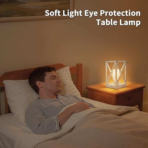 Miniatura 6 de Lámpara de mesa inalámbrica, paquete de 2 lámparas de mesa a pilas, luz nocturna portátil de diseño retro para picnic al aire libre, comedor,