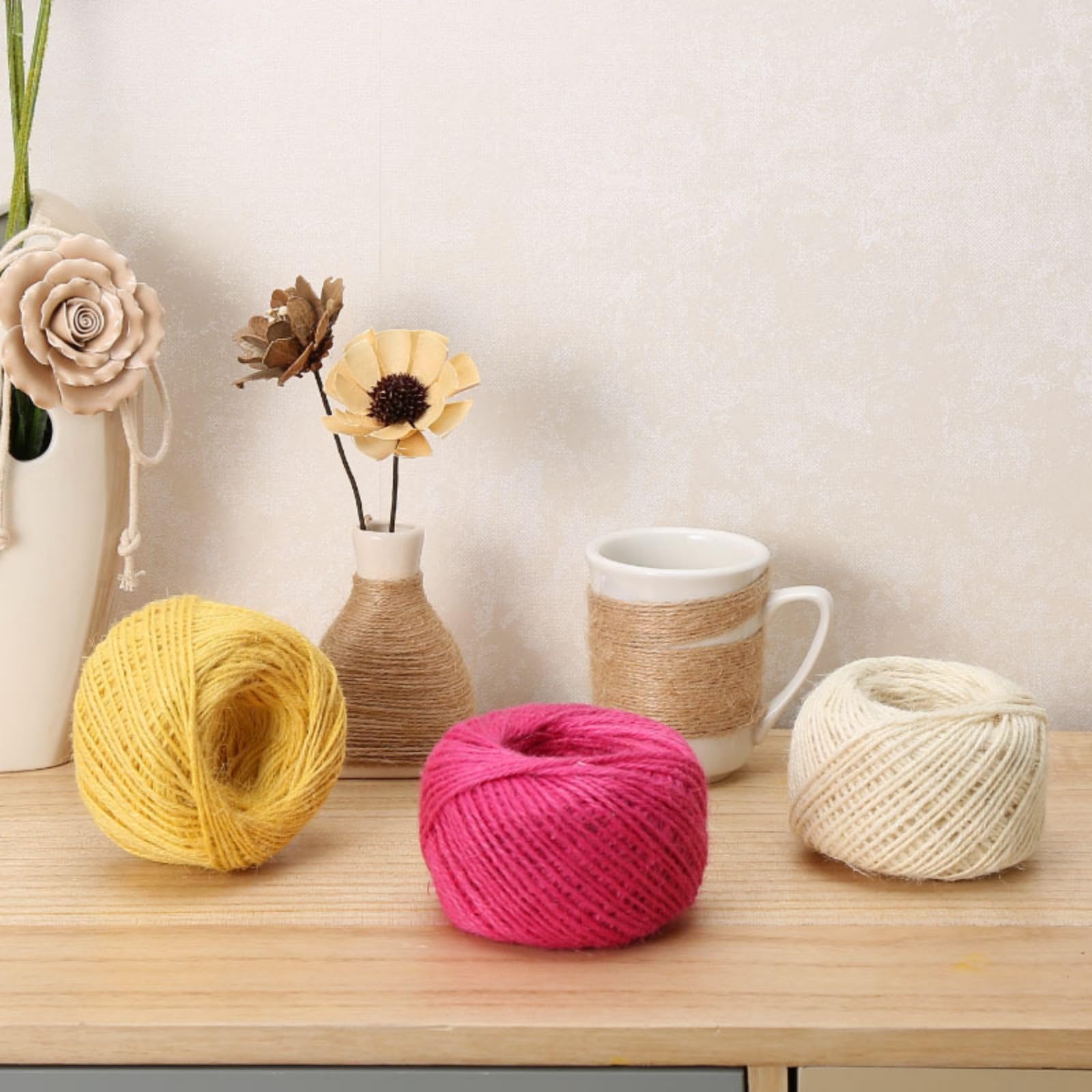 16 Rolls Colorful Twine String, Jute Twine,Twine String for Wrapping Soft Jute Cotton Twine 2mm, Colour, 30m - Image 2