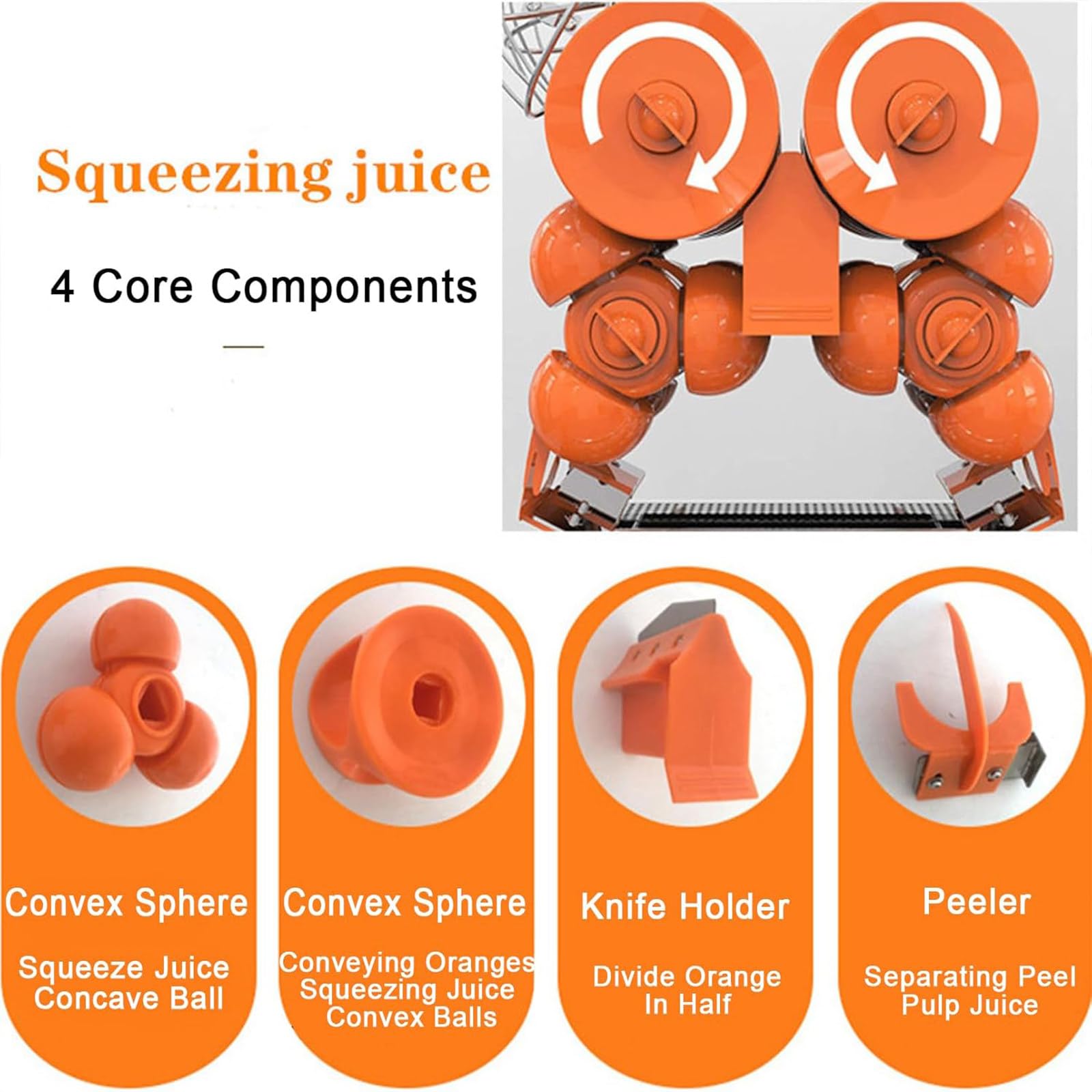 exprimidor naranjas profesional,Exprimidor Eléctrico Cítricos,exprimidor naranjas acero inoxidable, 20 naranjas por minuto,con caja filtro e-xtraíble, cubierta PC,2 cubos recogida cáscaras