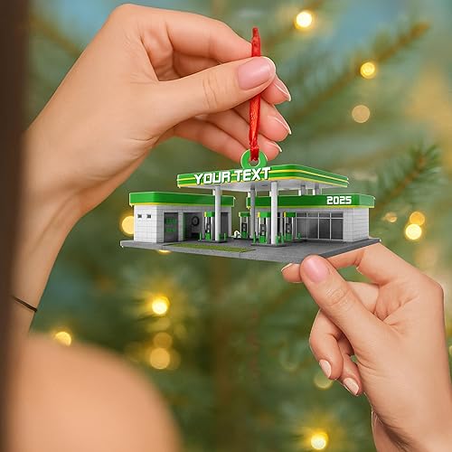 Miniatura 6 de Adorno de Navidad personalizado con bomba de gas, decoración retro personalizada para árbol de vacaciones, recuerdo único para trabajadores de