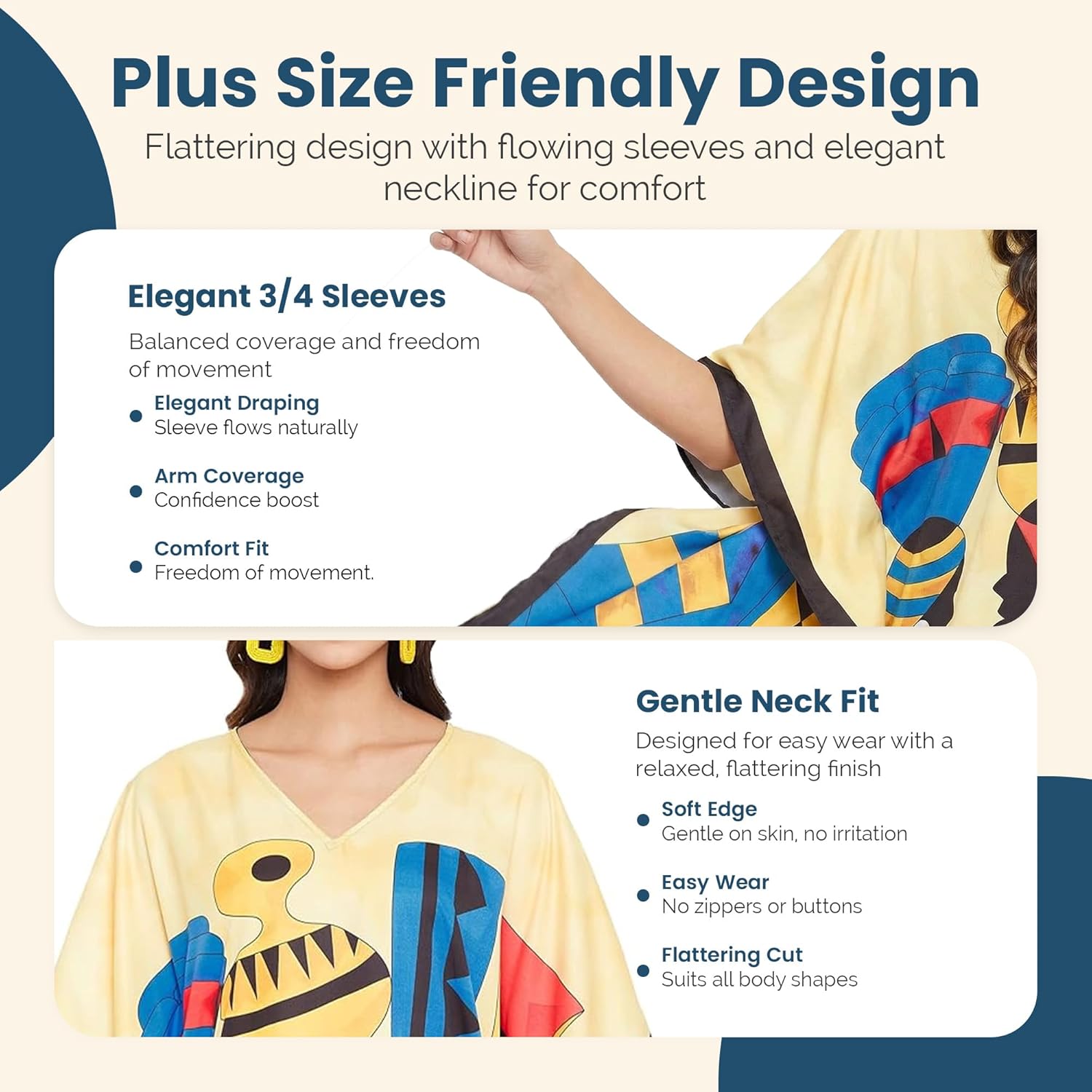 Oussum Women Polyester Casual Kaftan Long Plus Size Summer Beach Caftan Cover Ups Maxi Dresse for Ladies Boho Lounge Outfit - Image 6