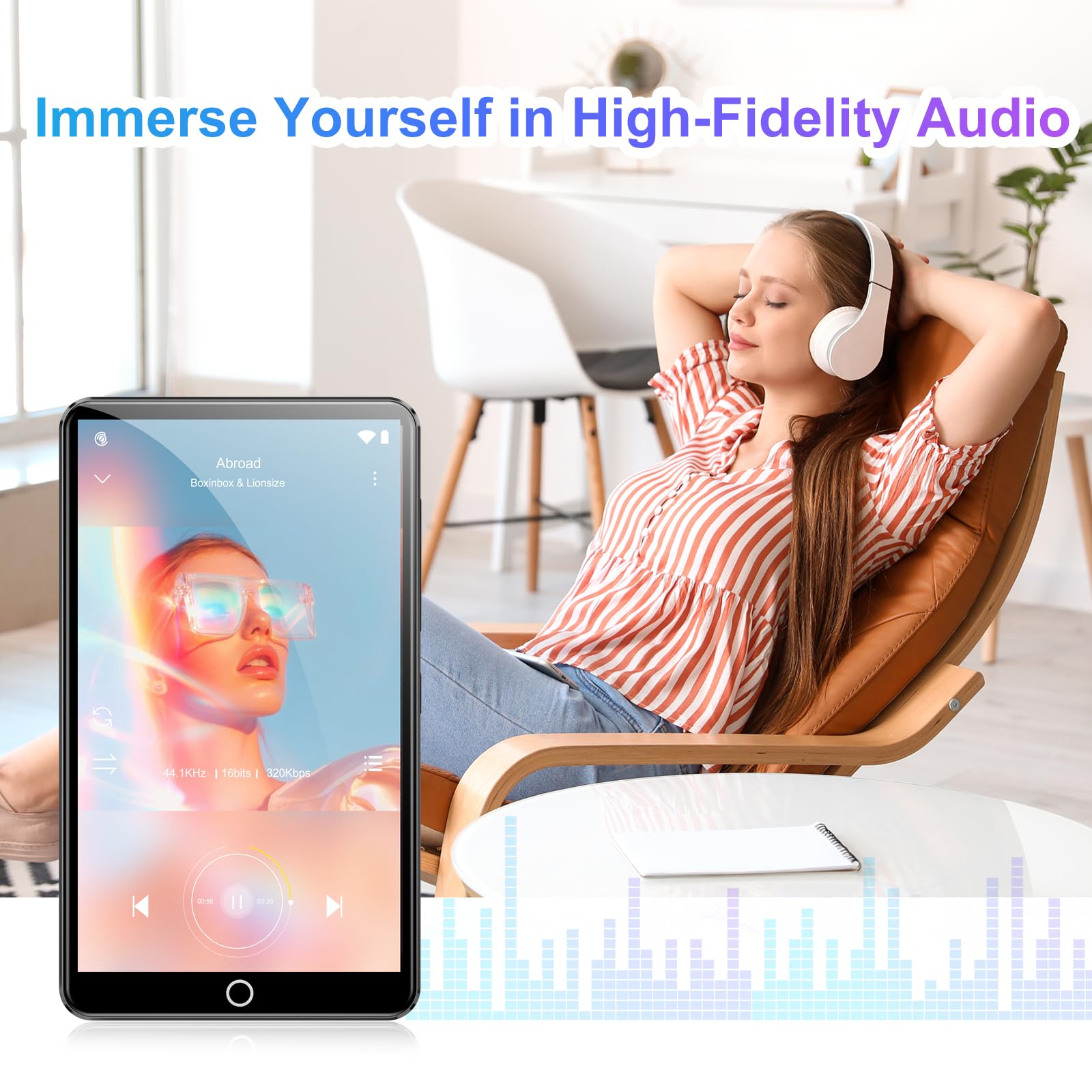 Reproductor MP3 de 80 GB con Bluetooth y WiFi, pantalla táctil de 4 pulgadas, reproductor de MP3 Android con cámara trasera de 13 MP, reproductor de música MP4 para niños con Spotify, Deezer, Amazon