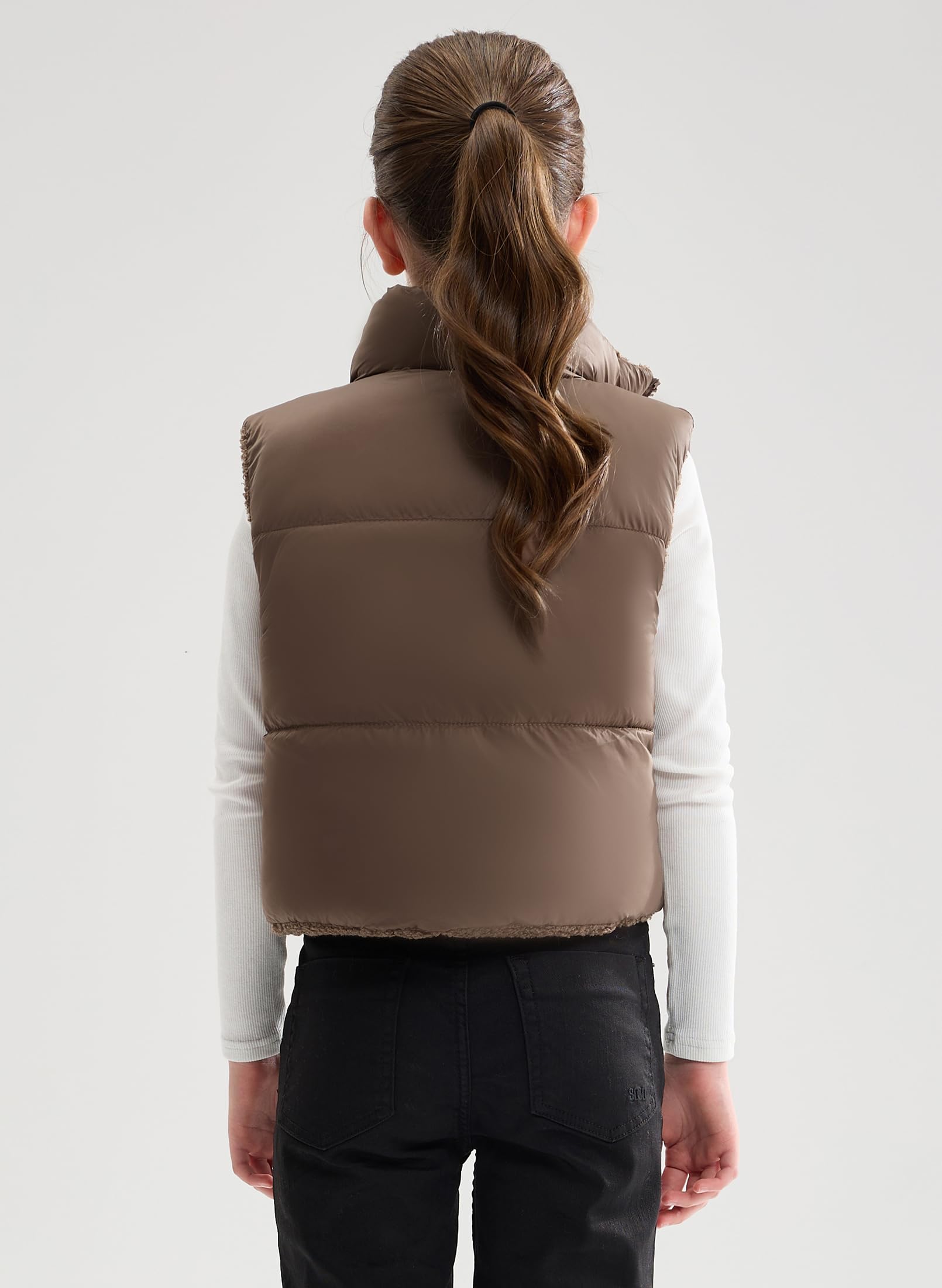 SOLOCOTE Chaleco de Invierno Reversible para Niñas con Capucha y Forro de Sherpa Chaleco Grueso sin Mangas para Niños