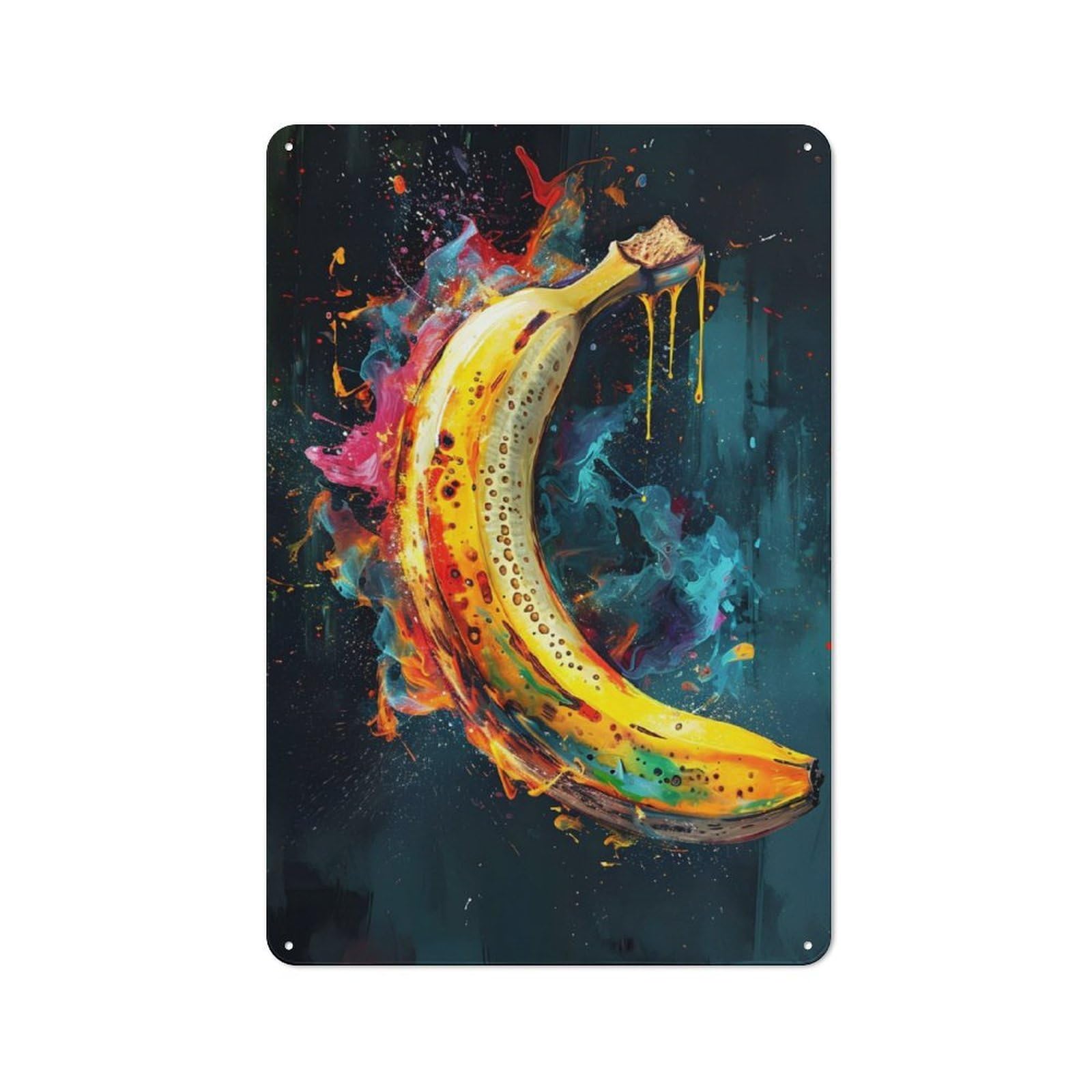 Junmoney Abstract Banana Deco Art Metal Plaque 30X20cm With For Pub Or Café, Rustic Decor, For Garage, Workshop And Man Cave Decoration
