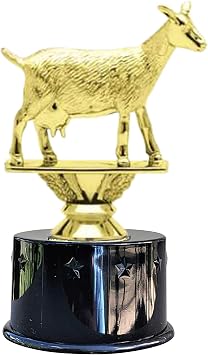 Express Medals Dairy Goat Award Trophy Party Favor Gift Prize Including 4 Gold Color Decals to Custom Personalize The Black Round Base