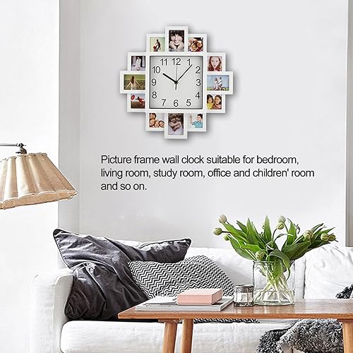 Miniatura 8 de Reloj de pared para decoración de sala de estar, reloj de pared con múltiples fotos, haz tu propio reloj multifoto, decoración moderna para el