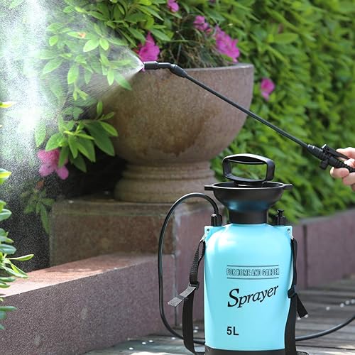 Miniatura 4 de CLICIC Pulverizador portátil para césped y jardín - Pulverizador de presión de bomba de 1.3 galones5 L incluye correa para el hombro.