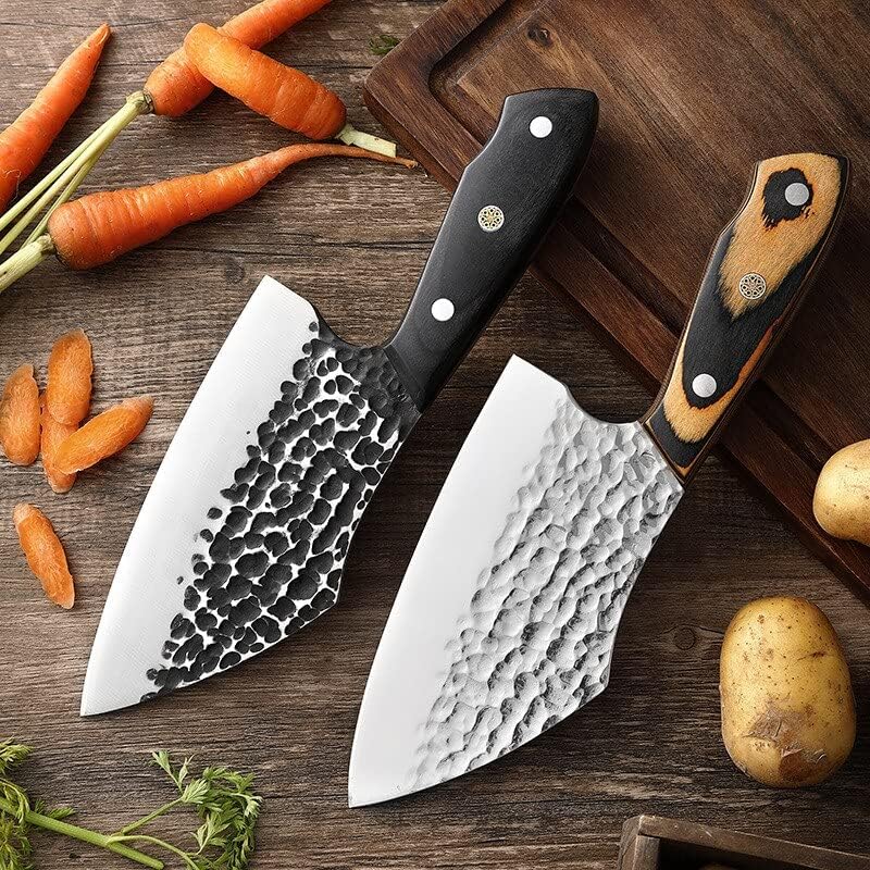 Kitchen Knife Sets, 2pcs Forged Kitchen Knife Stainless Steel Slicing Knife Household Chopper Fruit Vegetable Knife Professional Meat Cleaver
