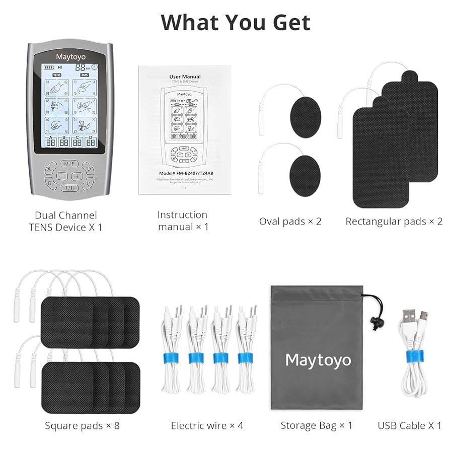 Amazon.com: Maytoyo 4 Channels TENS Unit EMS Device 24 Modes