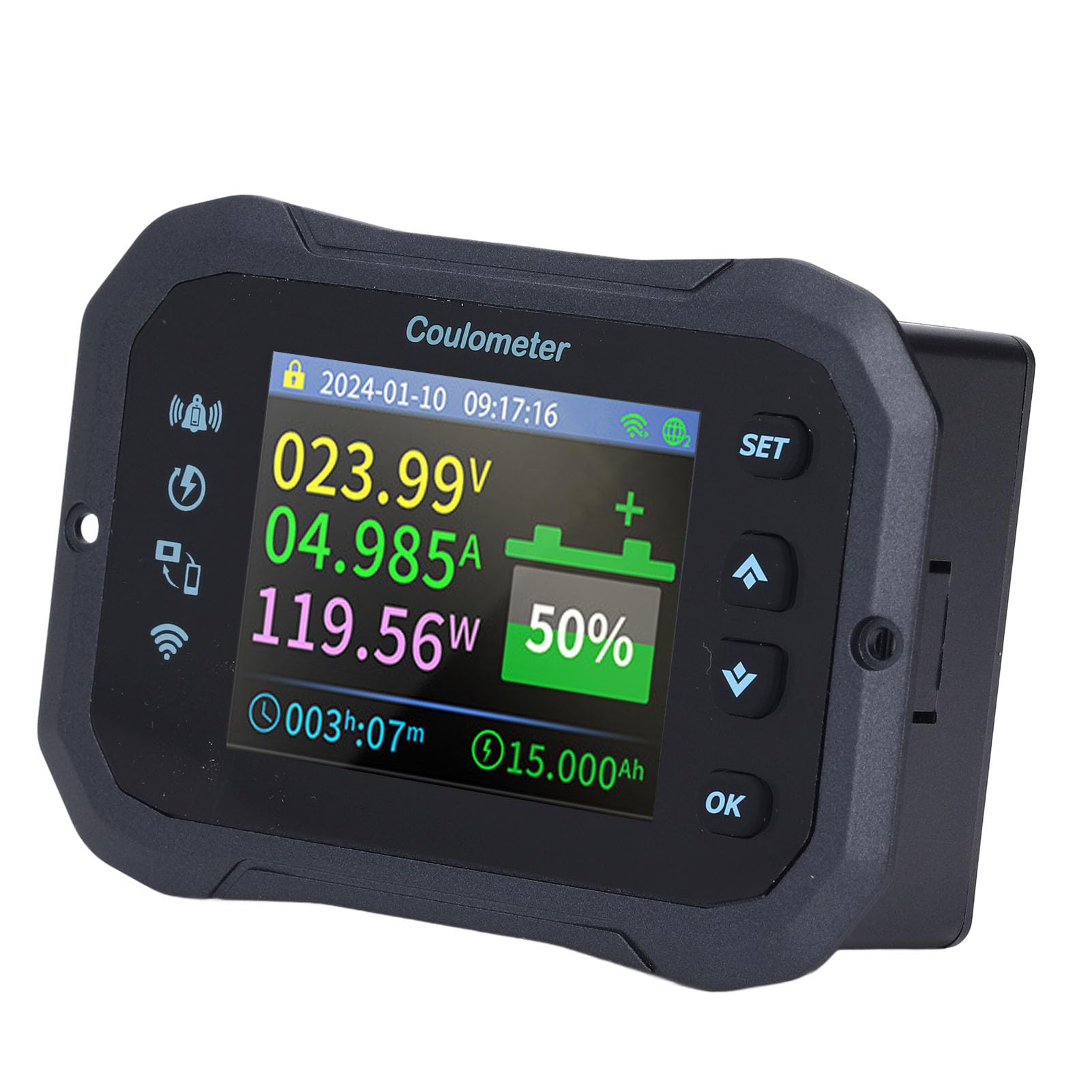 Medidor de Corriente de Voltaje de Batería, Medidor de Monitor Remoto para RV, Alarma Programable con Pantalla de 2,4 Pulgadas 10-100V 400A
