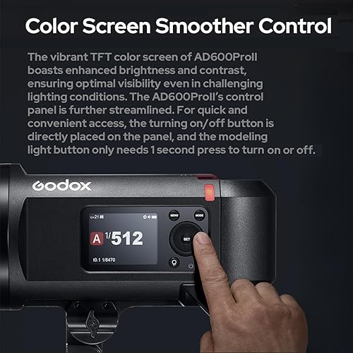 Vista 23 de Godox AD300Pro - Luz flash estroboscópica para exteriores, 2.4G inalámbrica 300 Ws TTL 1/8000s 320 veces flash de potencia completa, batería