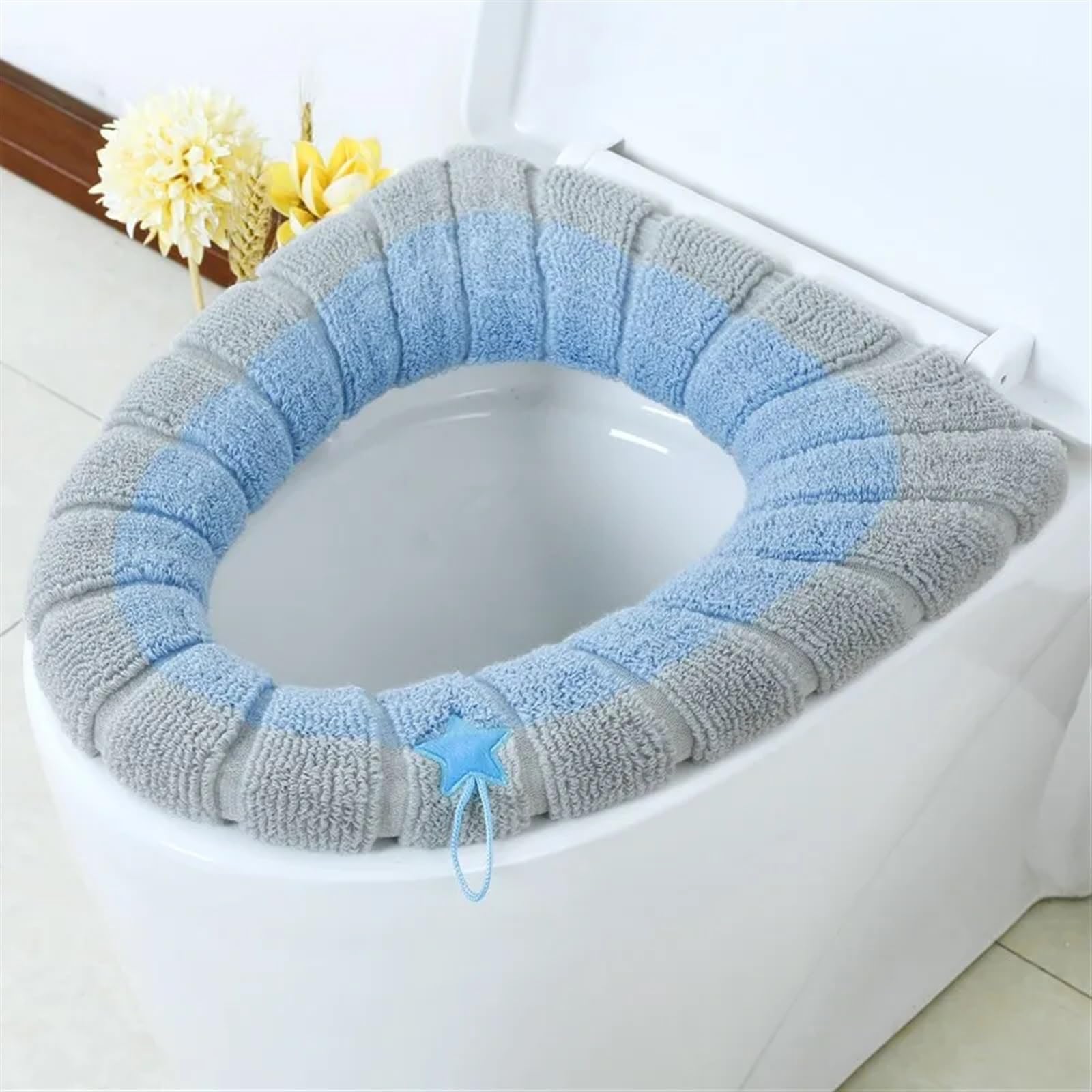 Siège de toilette en forme de O lavable et tapis de fermeture doux pour bidet extensible