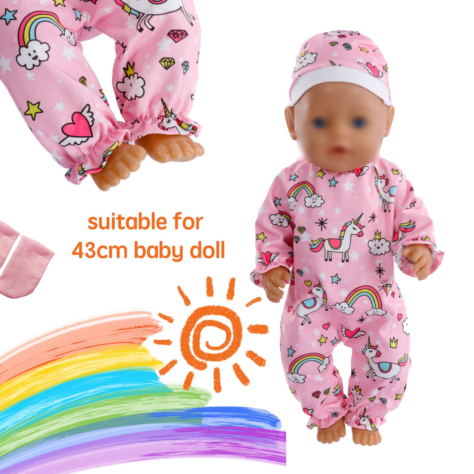 Accessoires pour poupée de bébé, Accessoires pour poupée avec vêtements pour poupée, tétine pour poupée, Sac à Couches pour poupée, Cadeau pour Fille (Lot de 2)
